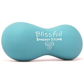 Blissful (Turquoise Blue)(Single) Synergy Stone - Contoured Hot Stone Massage Tool with Radiant Heat - Relaxing and Therapeutic for Neck, Back, Legs, Feet - Matte Surface for on Skin with Oil only