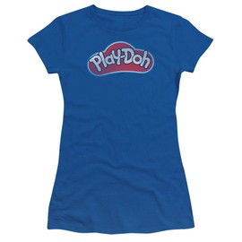 Trevco Play Doh Lid Juniors' Sheer Fitted T Shirt, Medium Royal Blue