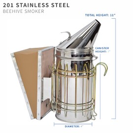 New Bee Hive Smoker Stainless Steel w/Heat Shield Beekeeping Equipment