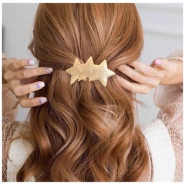 Enautoabs French Metal Hair Clip For Women Gold Star Hair Clip Headwear Large Star Geometric Hair Clips Star Shape Hair Clip Ponytail Holder Hair Clip Decorative