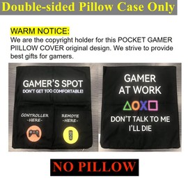ZUYUROU Gamer Gifts, Pocket Design Throw Pillow Covers 18 x 18 Inch + Gamer Socks, Gaming Room Décor Stocking Stuffers Easter Basket Stuffers for Teen Boys Girls Men Father Boyfriends