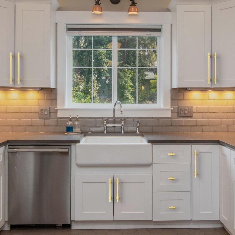 9BUILD 10 Pack 6.3 Inch Cabinet Pulls - Brushed Gold