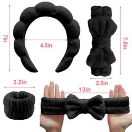 TLUXX 4-Piece Spa Headband & Wristband Set， Reusable Makeup & Skincare Accessories for Face Washing, Preventing Liquid Overflow - Ideal for Women & Girls
