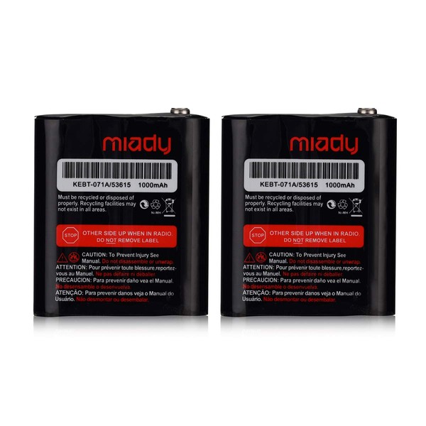 Miady Pack of 2 Two-Way Radio Rechargeable Batteries 3.6V 1000mAh for Talkabout Motorola 53615 KEBT-071A KEBT-071-B KEBT-071-C KEBT-071-D