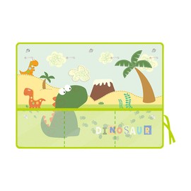 Sandfren Car Window Shade, Vehicle Sunshade Curtain with Storage Pockets & Suction Cups for Baby, Cartoon Pattern Auto Interior Heat Sun Protection Cover, Universal for SUV Sedan Trucks (Dinosaur)