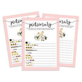 Inkdotpot Pack of 50, Girl Baby Shower Party Collection, Pictionary Baby Shower Party Games, Activities, Decorations, Unicorn Theme Party Supplies