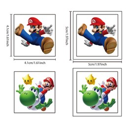 20 Sheets Mario Temporary Tattoos Birthday Themed Party Supplies Decoration Favors Cartoon Cute Sticker for Kids Boys Home Activity Class Prizes Carnival Christmas Rewards