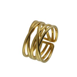 Positiva Jewelry Criss Cross Ring Women - Waterproof Gold Plated Ring, Elegant Stainless Steel Jewelry, Durable Statement Ring, Gold Stainless Steel, No Gemstone