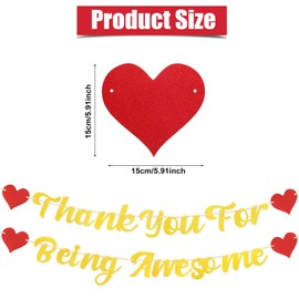 Thank You For Being Awesome Banner, Doubled-Sided Thank You Banner Glitter Golden Appreciation Banner Decorations Backdrop for Employee Teacher Nurse Doctor School Office Party Supplies