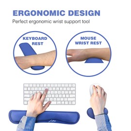 Doctor Developed Ergonomic Wrist Rest for Mouse & Keyboard and Perfect for Good Wrist Health, Posture & Joint Conditions by Dr Arthritis - Blue