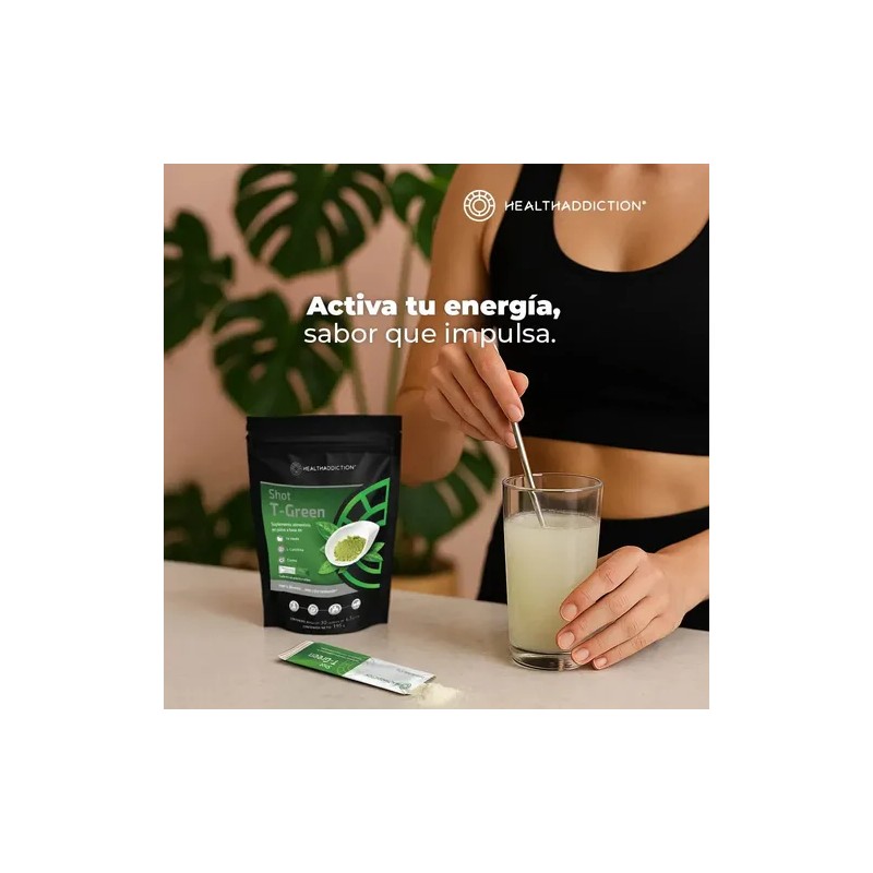 Healthaddiction Shot T-Green Termogénico Thermogenic Powder with Green Tea, L-Carnitine,