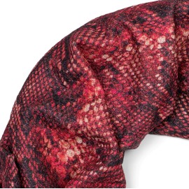 styleBREAKER Ladies Loop scarf with snake phyton pattern and glittering surface, hose scarf, scarf 01017127, color:Wine Red