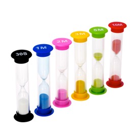 I-MART Plastic Sand Timer Sandglass Hourglass Sand Clock Timer 30 sec, 1 min, 2 mins, 3 mins, 5 mins, 10 mins (Pack of 6)