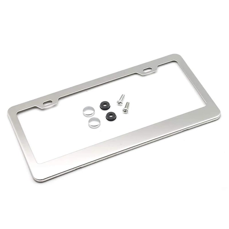 juew Stainless Steel License Plate Frame Durable with Screw Caps