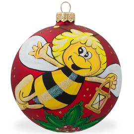BestPysanky Flying Bee Collecting Honey Glass Ball Christmas Ornament 4 Inches