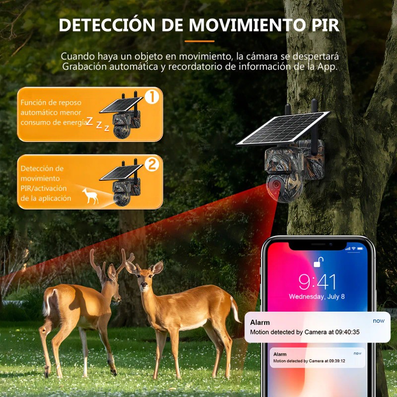 Encubierto Camara Solar 4g Chip Sim 4mp Alarma Ptz Ubox