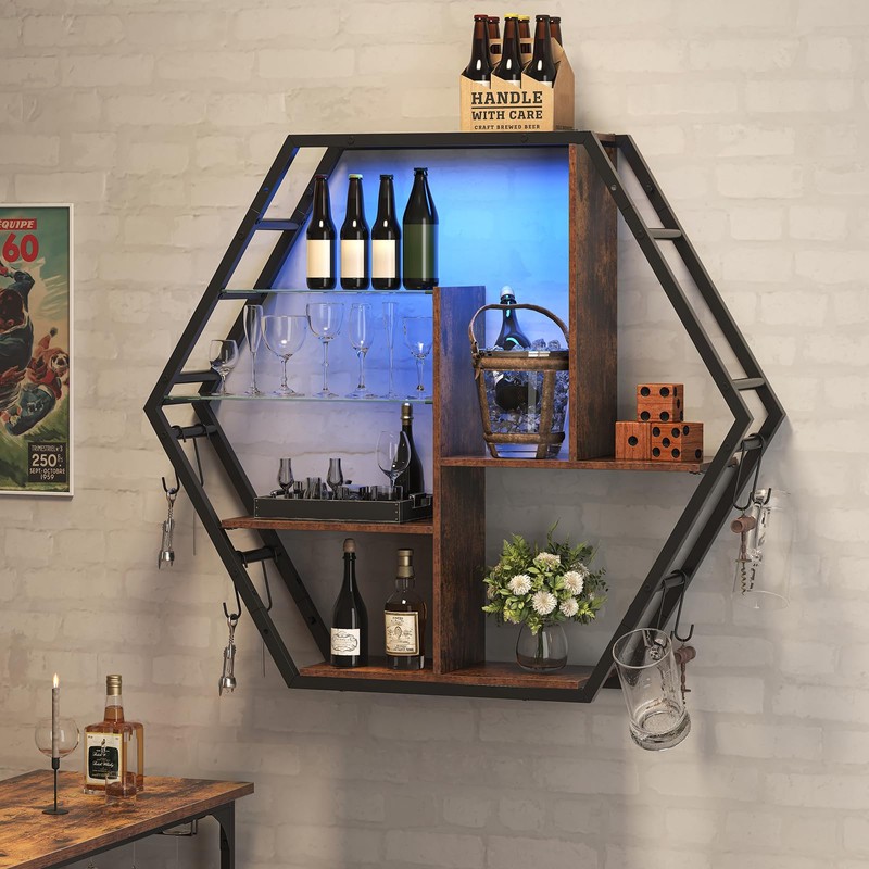 Saudism Floating Shelves with Lights, Led Shelves for Wall, Gaming