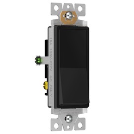 TG 3-Way Decorator Paddle Light Switch, Single Pole or Three Way, 3 Wire, Grounding Screw, Residential Grade, 15A 120V/277V, UL Listed, Black (10 Pack)