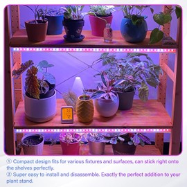 iPower LED Plant Growing lamp, Full Spectrum Grow Light Strips for Indoor Plants with 3/9/12H Timer & 10 Dimmable Levels, 48 LEDs Per Tube x 2