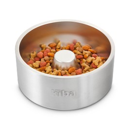 Stainless Steel Slow Feed/Feeder Dog Bowl (Ultra Premium) 64oz - Kiba Pet Supply Ozark - Superior 304 - Food Grade, Non-Slip, Rust Resistant - Perfect for Medium to Large Breeds