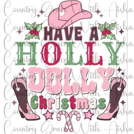 Handmade Sublimation Transfer Print Holly Dolly Christmas Ready to Press Heat Transfer