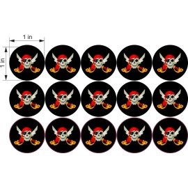 [15x] 1in x 1in Jolly Roger Pirate Flag Stickers Car Truck Vehicle Bumper Decal