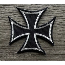 Unbranded IRON CROSS MILITARY AWARD MALTESE BIKER CRUSADER SWAT SILVER HOOK MORALE PATCH