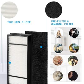 4 True HEPA Replacement Filter H & 8 Carbon Pre Filter B HRF-H1 HRF-H2 Compatible with Honeywell H, HPA050, HPA150, HPA160, HPA060, HHT055, HHT155 Air Purifier
