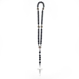 1 Pcs Crystal Beads Snowflake Spacer Catholic Rosary Crucifix Necklace San Judas & Our Lady of Guadalupe Recuerdos de Bautizo Communion Religious Gifts (Black) (Black)