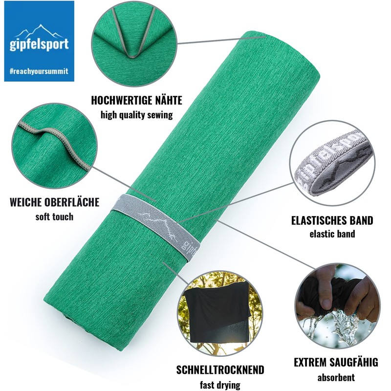gipfelsport Microfibre Towel | Green | 1 1x S(80x40cm) &