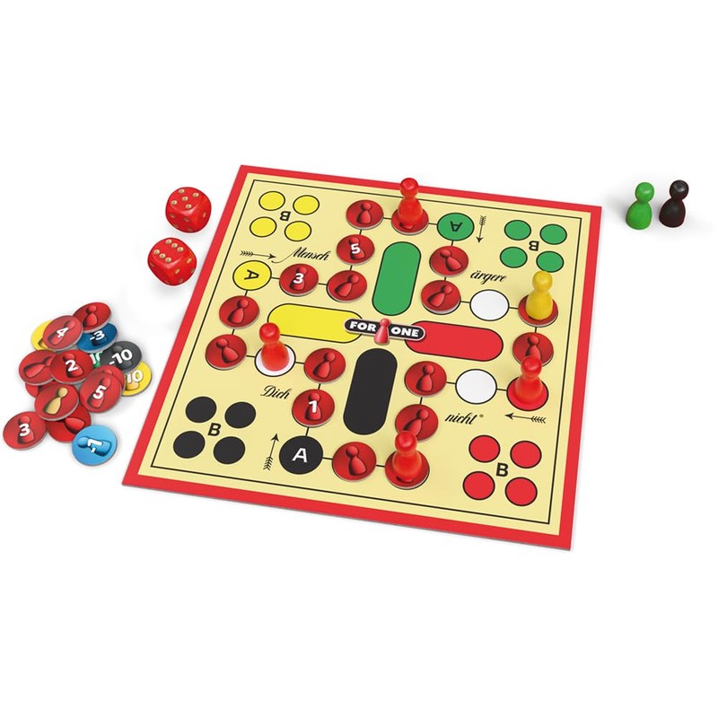 Schmidt Spiele 49470 for One, Mensch ärgere Dich Nicht, dice