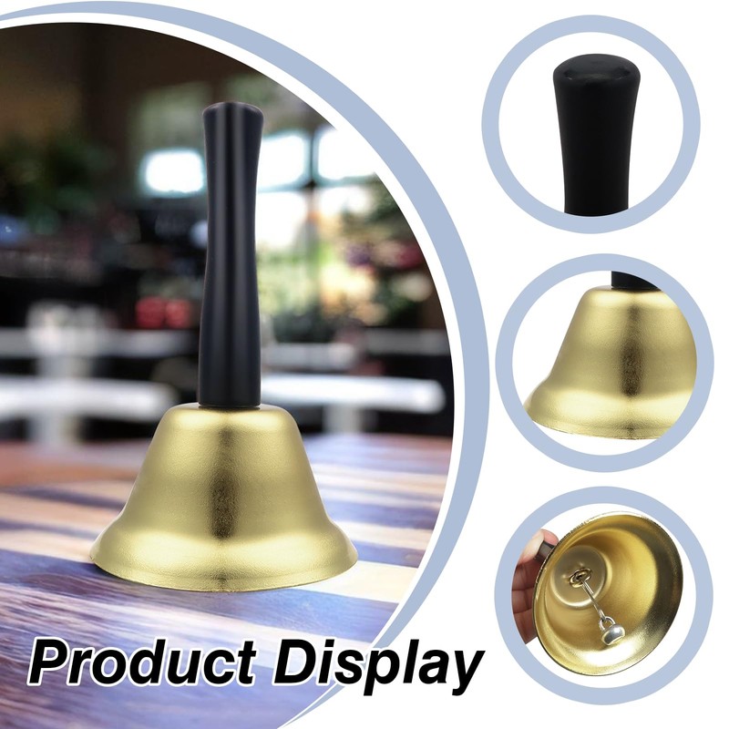 TOAOB Hand Bell Large Gold Hand Bell Reception Bell Christmas