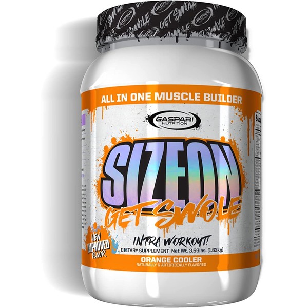 Gaspari Nutrition SizeOn, The Ultimate Hybrid Intra-Workout Amino Acid & Creatine Formula, Increased Muscle Volume & Muscle Recovery (3.59 Pound, Orange Cooler)