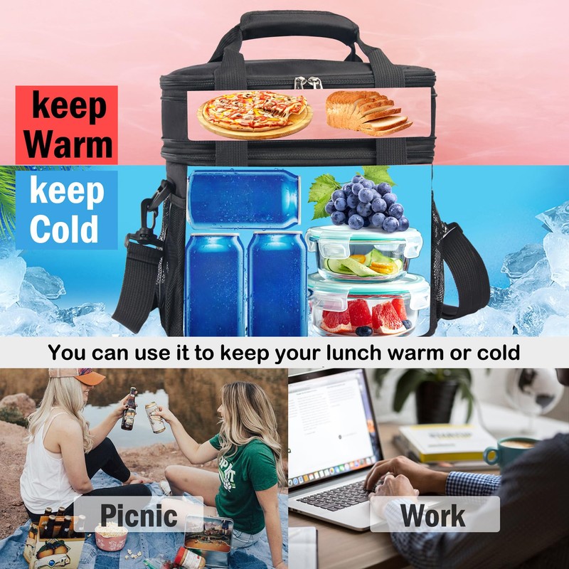JOINGO Lunch Box For Men/Women,Large Double-layer Insulated Expandable Reusable Leakproof
