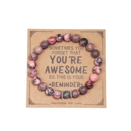 Pingyongchang Birthday Graduation Mothers day Valentines Christmas Easter Thanksgiving Appreciation Gifts for Women Inspirational Natural Stone Healing Relaxation Crystal Heart Bracelets for Men