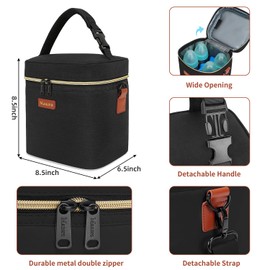 Mancro Breastmilk Cooler Bag Travel, Fits 4 Baby Bottles Up to 9 Ounce, Baby Bottle Bag with Ice Pack, Insulation Breast Milk Cooler Travel, Black