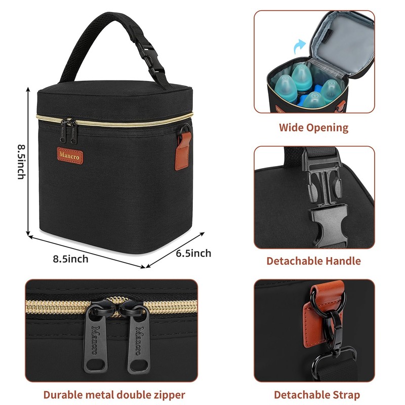 Mancro Breastmilk Cooler Bag Travel, Fits 4 Baby Bottles Up