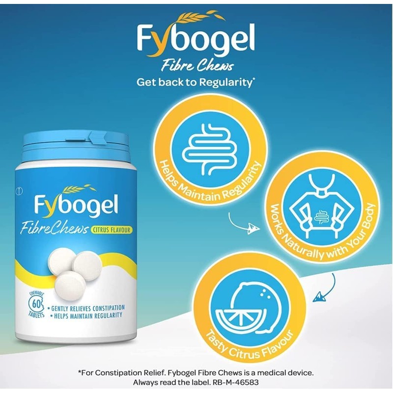 Fybogel Fibrechews Citrus - Fibre Chews, Citrus, 60 Tablets, Effective