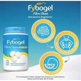 Fybogel Fibrechews Citrus - Fibre Chews, Citrus, 60 Tablets, Effective Constipation Relief, Maintains Regularity