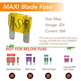 Maxi Blade Fuse kits-10 PCS 32V(12/24V) 20A Automatic Replacement Blade Fuse for Car/RV/Boat/Home et (20A)