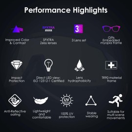 Powster Sports Cycling Sunglasses for Men and Women Interchangeable Six coated lenses UV 400 TR90 Protection Sunglasses TD-Gold-White