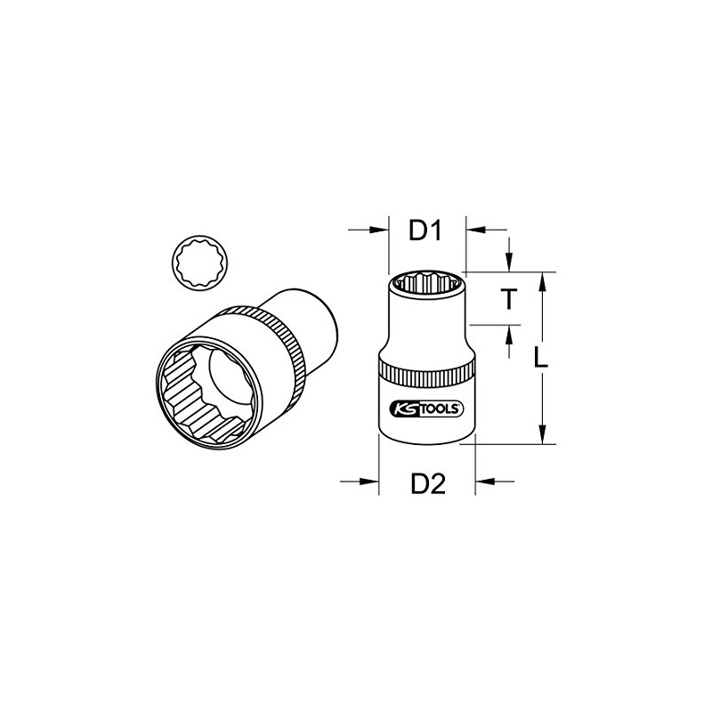 KS TOOLS 917.1238 1/2" Bi hex socket, 31mm