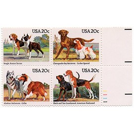 US Postage Stamp 1984 Dogs Issue 20 Cent Plate Block Scott #2098-2101