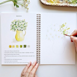 Watercolor Workbooks - Flowers, Beginner-Friendly Watercolor Workbooks, 12 Colors Water color Book Paint Set with Paint Brush