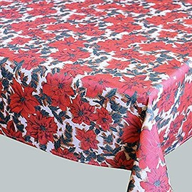 KAMACA Christmas Star Series High-Quality Print Motif with Large Poinsettias a Jewel for Autumn Winter Christmas (130 x 225 cm Tablecloth)
