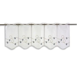 Clever-Kauf-24 Made to measure curtain anchor rope embroidered bistro curtain blue white height 30 cm