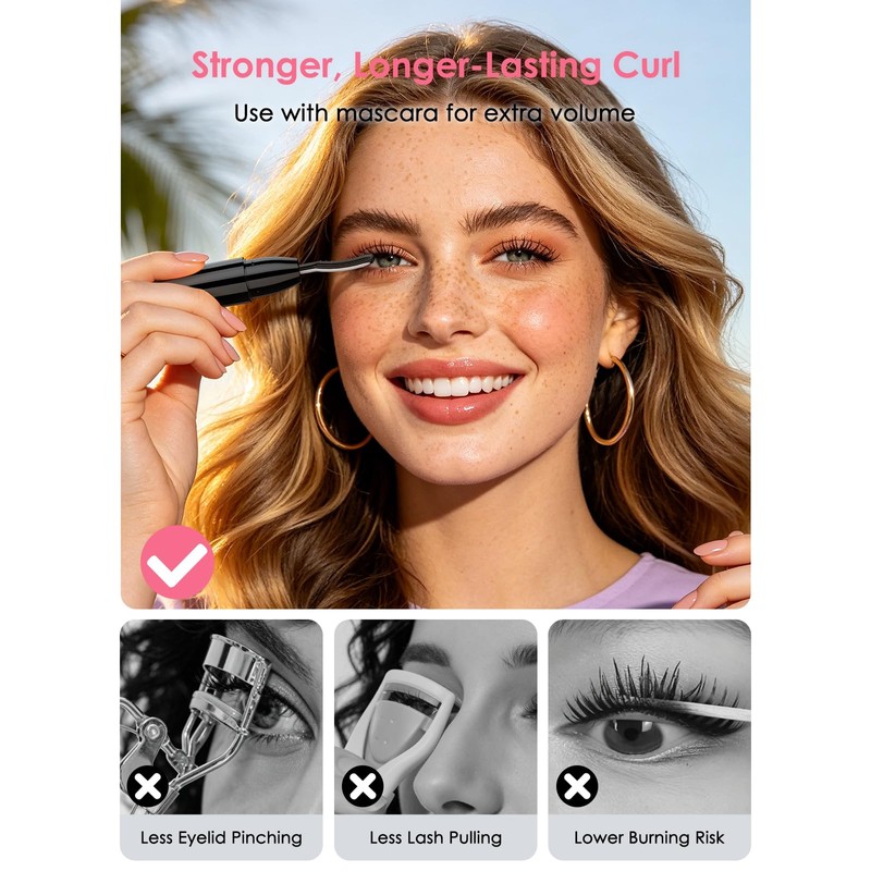 Heated Eyelash Curler, EB-02 Electric Eyelash Brush with Fast Heating