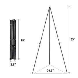 ZEGNEER Folding Display Easel Stand, 63" Tall Floor Poster Easel, Adjustable Telescoping Art Easel, Easy Assembly, 1Pack