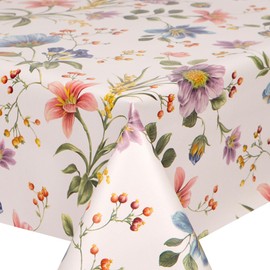 QPC Direct Budding Flowers PVC Oilcloth Table Cover Vinyl Tablecloth 140 x 200cm Rectangle