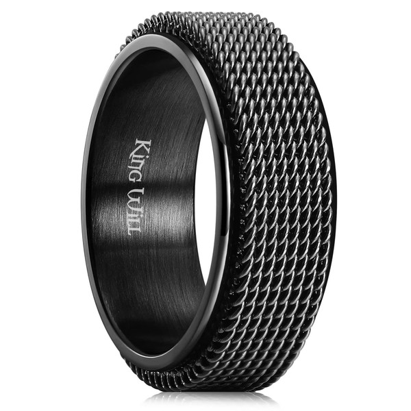 King Will Black 8mm Stainless Steel Chain Mesh Simple Plain